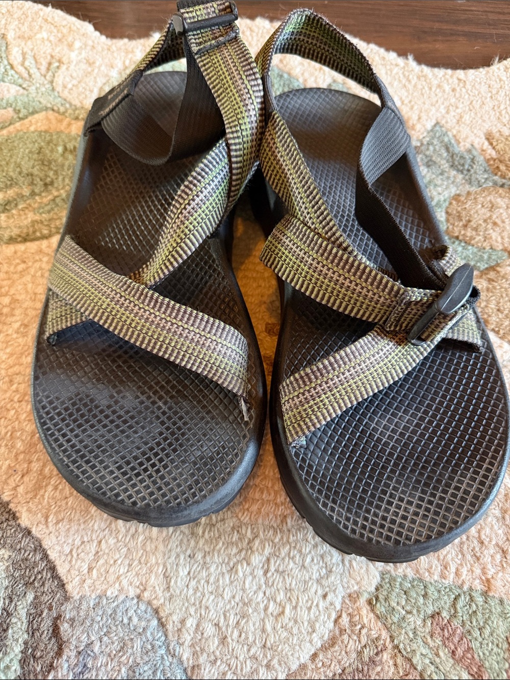Chaco Men's Black Sandals with Olive and Brown Straps